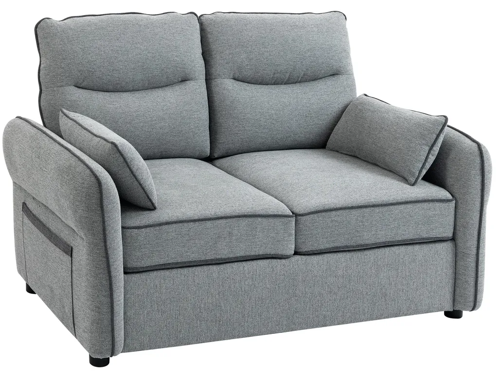 Petit canapé de salon gris en velours, format compact 2 places cosy