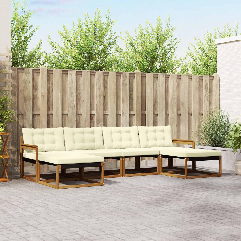 "Neues Produkt" Outdoor-Sofagarnitur ANTI-UV - CLORIS - mit Kissen - 6 pcs - Natur und Creme - Modern Gartensofas V904