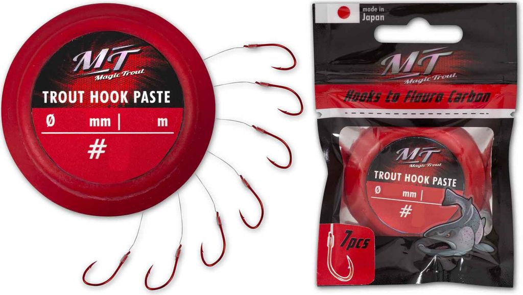 Magic Trout Hakengröße 4 Trout Hook Paste rot Vorfach 200cm