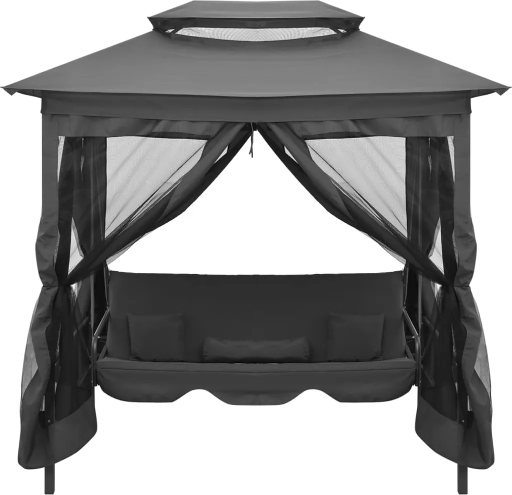 vidaXL Balancelle de jardin avec fonction lit et toit 220x160x240cm Acier