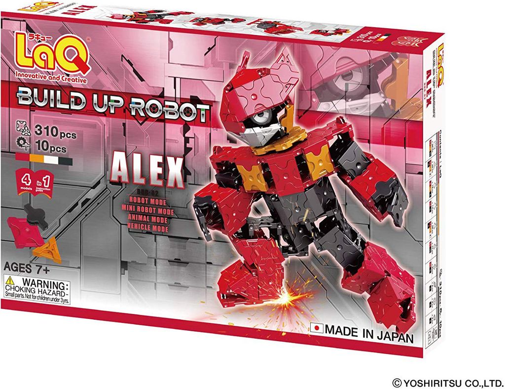 LaQ ALEX Roboter-Bausatz – 4 verschiedene Modelle (Roboter, Hund, Rennwagen)