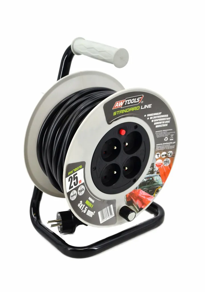 Rallonge multiprise 25m pour jardinage et bricolage enrouleur portable