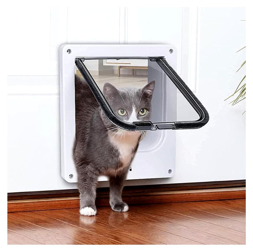 Katzenklappe für Innentüren, Katzentür für Fenster, Sicherheits-Haustier-Schiebetür mit 4-Wege-Verriegelung, wetterfeste Katzenklappe für Inn...