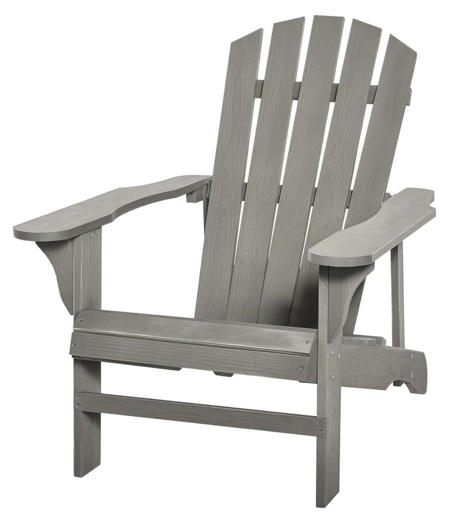 Wetterfester Adirondack Stuhl aus Holz für den Außenbereich mit hoher Rückenlehne und Armlehnen, Gartenstuhl für Garten, Terrasse und Balkon 78...