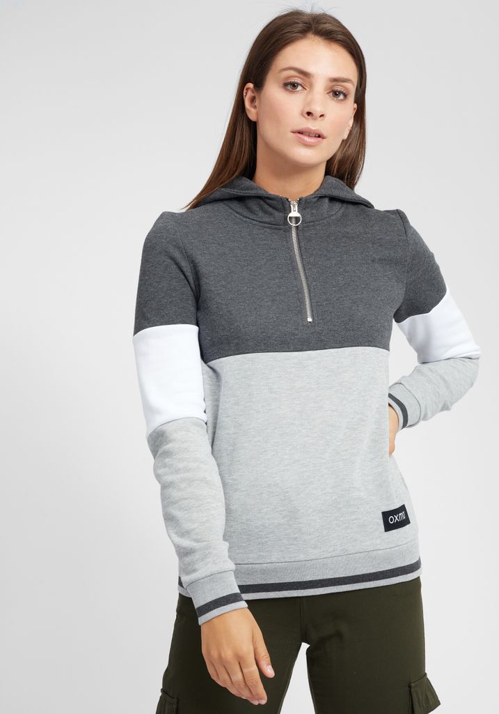 OXMO OXOmara Damen Kapuzenpullover Hoodie Pullover mit hochabschließender Kapuze