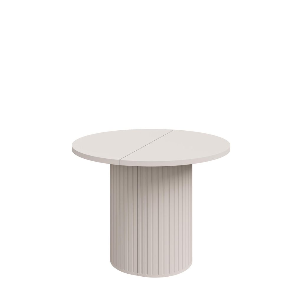 Oliver Edition runde Ausziehbarer Esstisch Beige Sand 100x100 cm – Modernes Design & Funktionalität