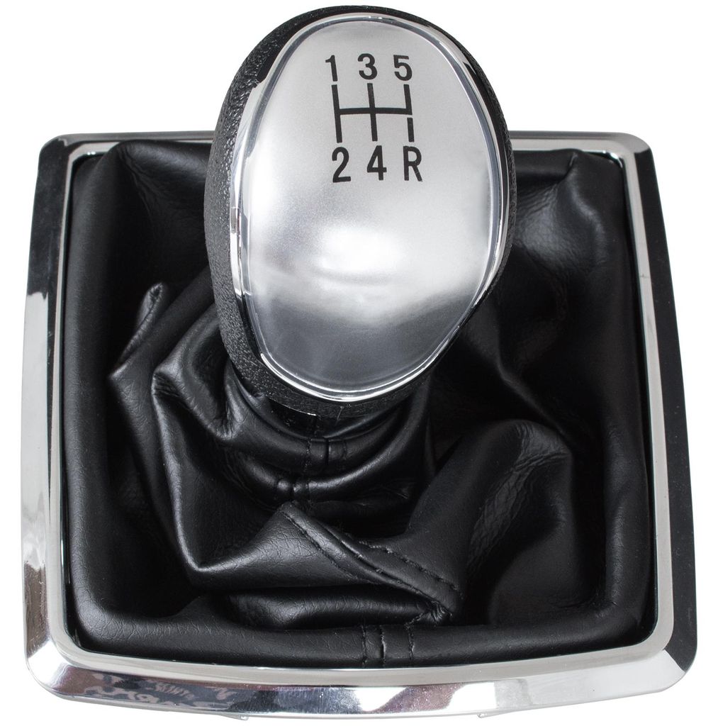 Ford Focus Mk2 04-11 Silberner Schaltknauf + Schaltmanschette mit Chromrahmen, 5-Gang