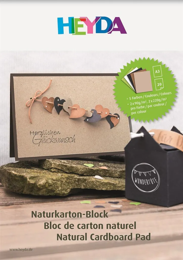 Papier Kraft Naturel A3 Heyda Lot de 5 Blocs Résistant pour Créations DIY