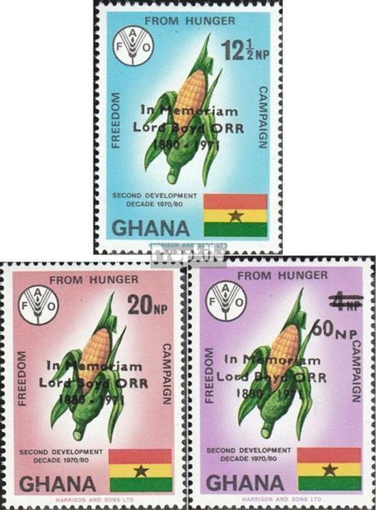Briefmarken Ghana 1971 Mi 450A-452A (kompl.Ausg.) postfrisch Boyd-Orr