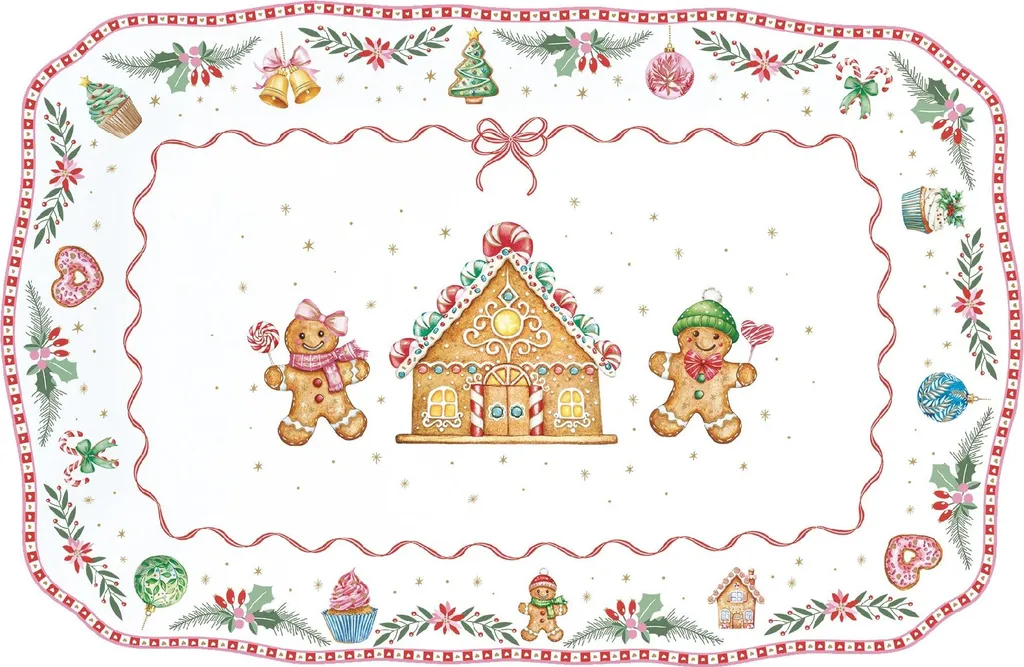 Vassoio da portata in porcellana Dolce Natale rettangolo