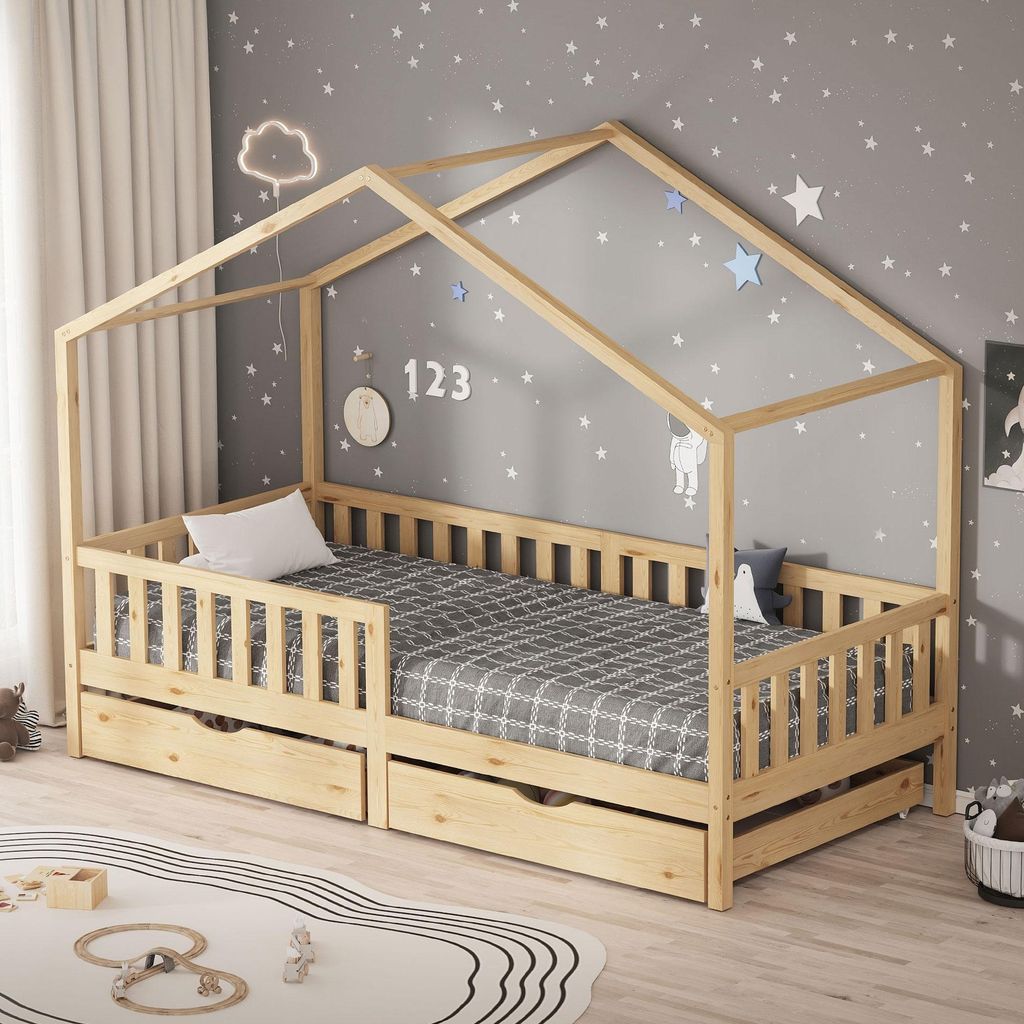 ML-Design dětská postel domeček postel 90x200 cm přírodní Obrázek produktu 
