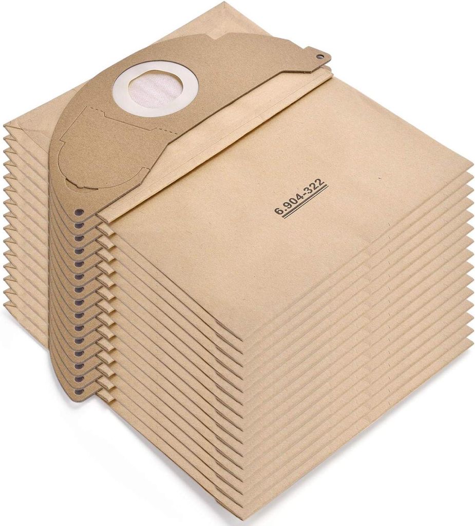 Rebirthcare 15 Stück 6.904-322.0 Staubsaugerbeutel für Kärcher WD2 Beutel Filtertüten WD2 Premium MV2 WD 2.200 bis WD 2.550 Papier Filterbeutel...