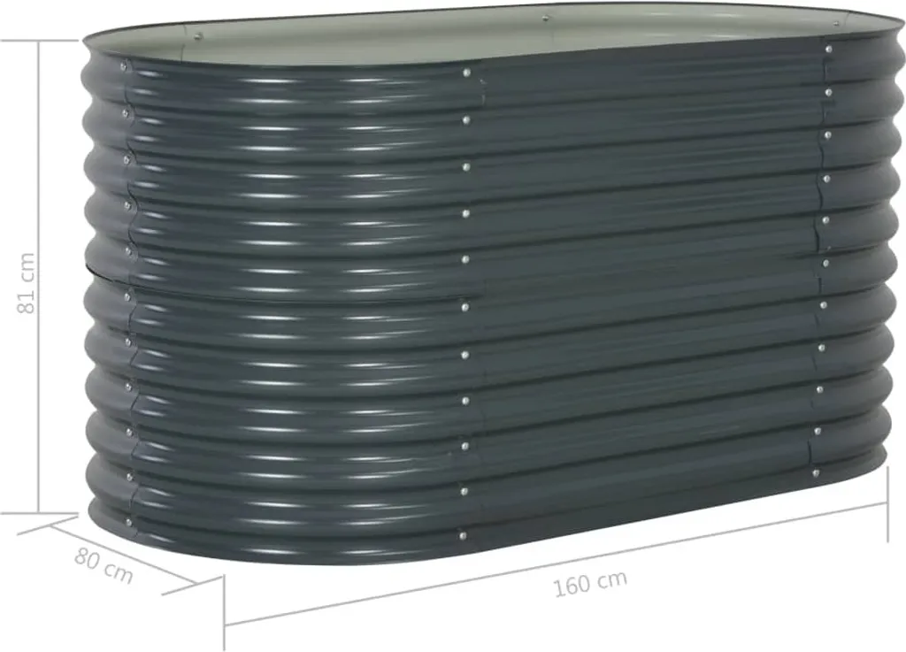 Bac à fleurs surélevé 160 cm en acier galvanisé gris résistant et durable - 16