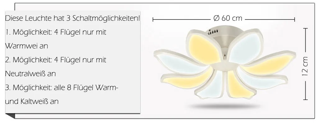 Plafonnier LED 60W à Intensité Variable avec Abat-jour Acrylique Chic