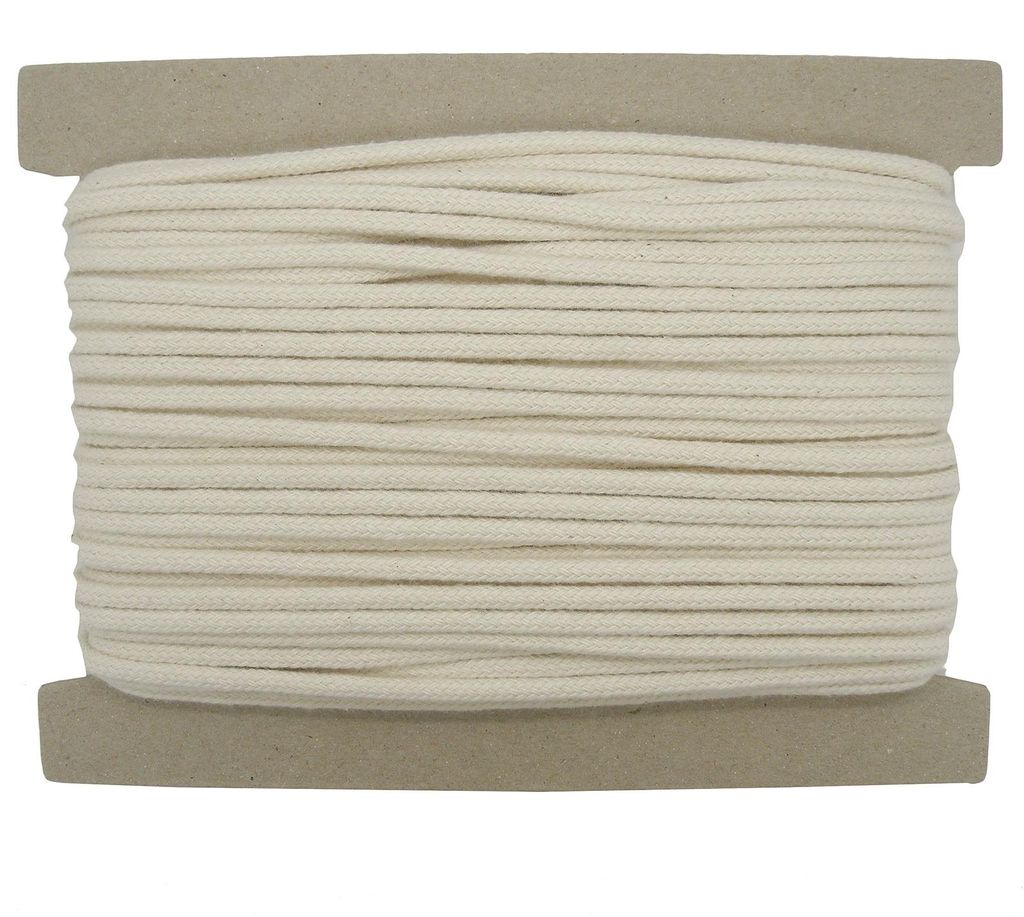 25 m Docht / Lampendocht / Baumwolldocht / Runddocht 4 mm geflochten