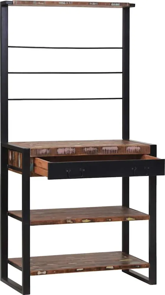vidaXL Scaffale da cucina Multicolore e nero 80 x 40 x 160 cm - 1