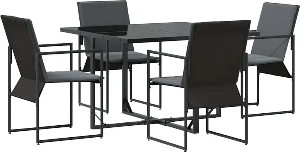 Salon de jardin pour repas sur terrasse vidaXL 5 pcs acier noir