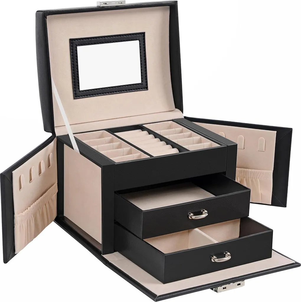Cofanetto Portagioie Nero Luxury | Porta Gioielli Portatile Premium