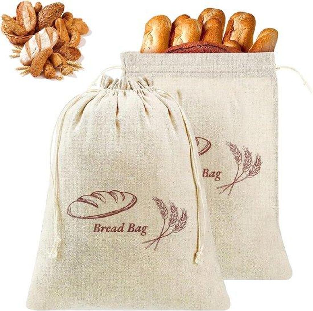 Kunststoffe Brotdose, 2er Pack, 30 x 38 cm, mit Reißverschluss, für frische Lebensmittel, herstellbar, aus Baumwollstoff