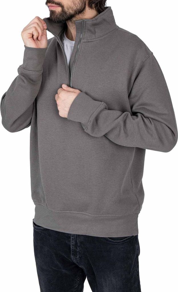 Mivaro Herren Troyer in Anthrazit - Pullover mit Reißverschluss - 1/4 Zip Sweatpullover mit Stehkragen, Regular Fit, angenehmer Baumwollmix, Grö...