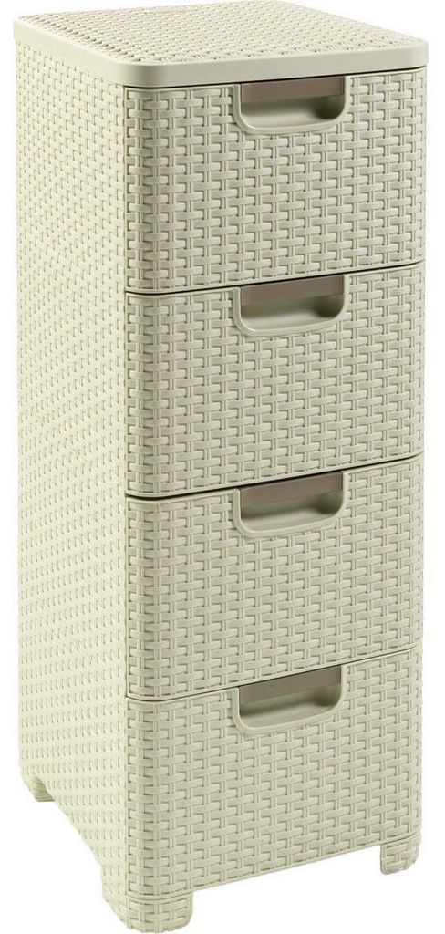 Curver Style 4x14L Regal mit Schubladen cremeweiß Produktbild 