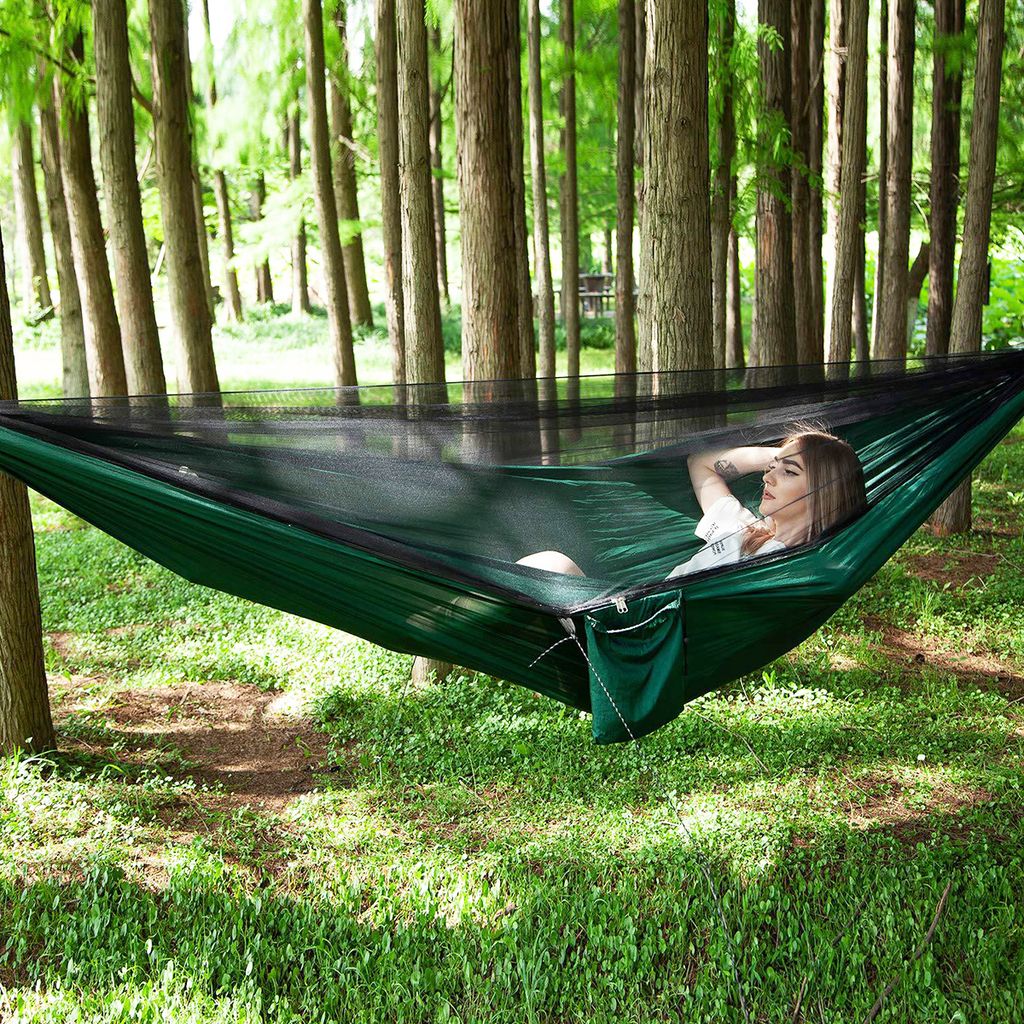 2 Stück Hängematte mit Moskitonetz Outdoor-Reise-Camping-Picknick-Praktische 