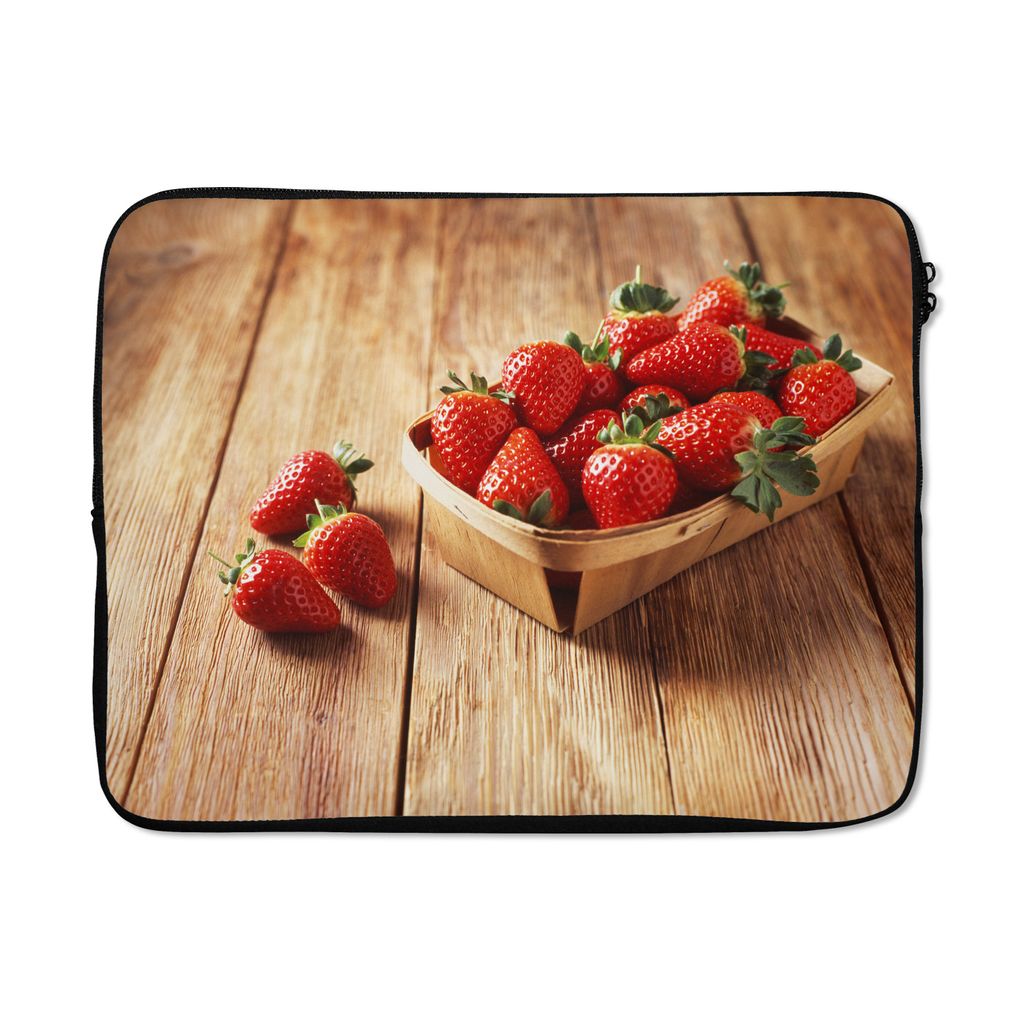 MuchoWow Laptop Hülle 17 Zoll Laptoptasche Erdbeere - Tisch - Obst - Zipper - Schutzabdeckung