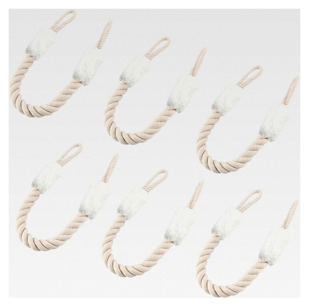 6 Stück Türstopper Klinke Klemmschutz Weiß, Baumwoll-Türseil, Türkordel Klemmschutz für Türen, Verhindert das Zuknallen der Tür, Länge 60 cm