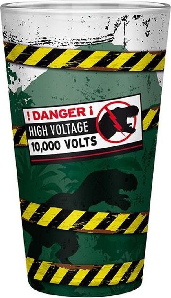 Jurassic Park Large Glass 400ml -Danger High Voltage Produktbild 