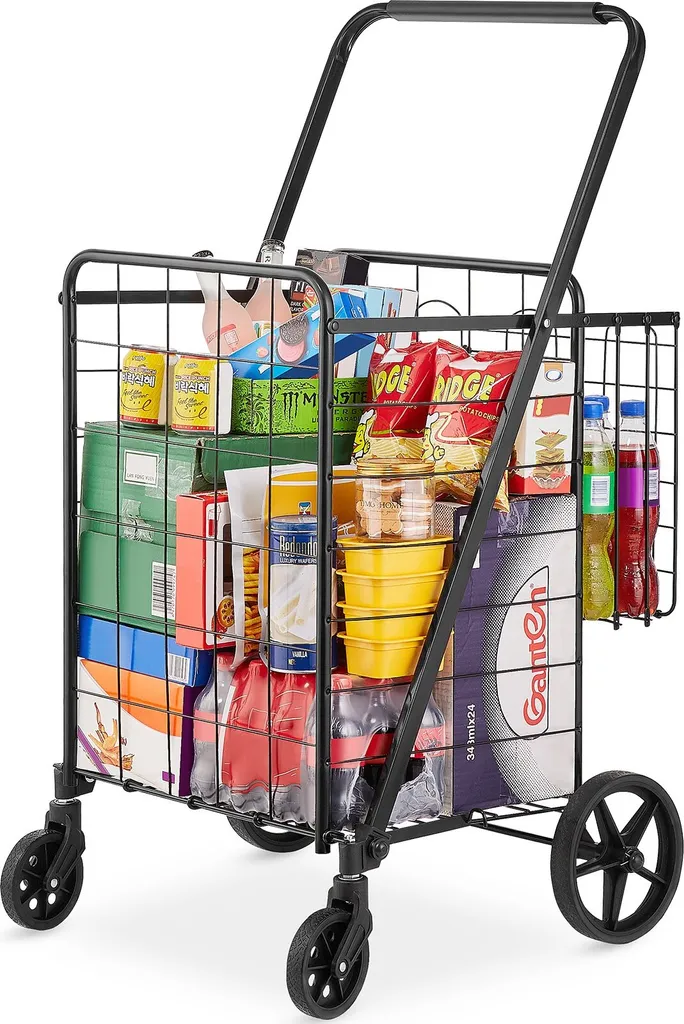 Chariot de course pliable ergonomique pour soulager le dos 50kg