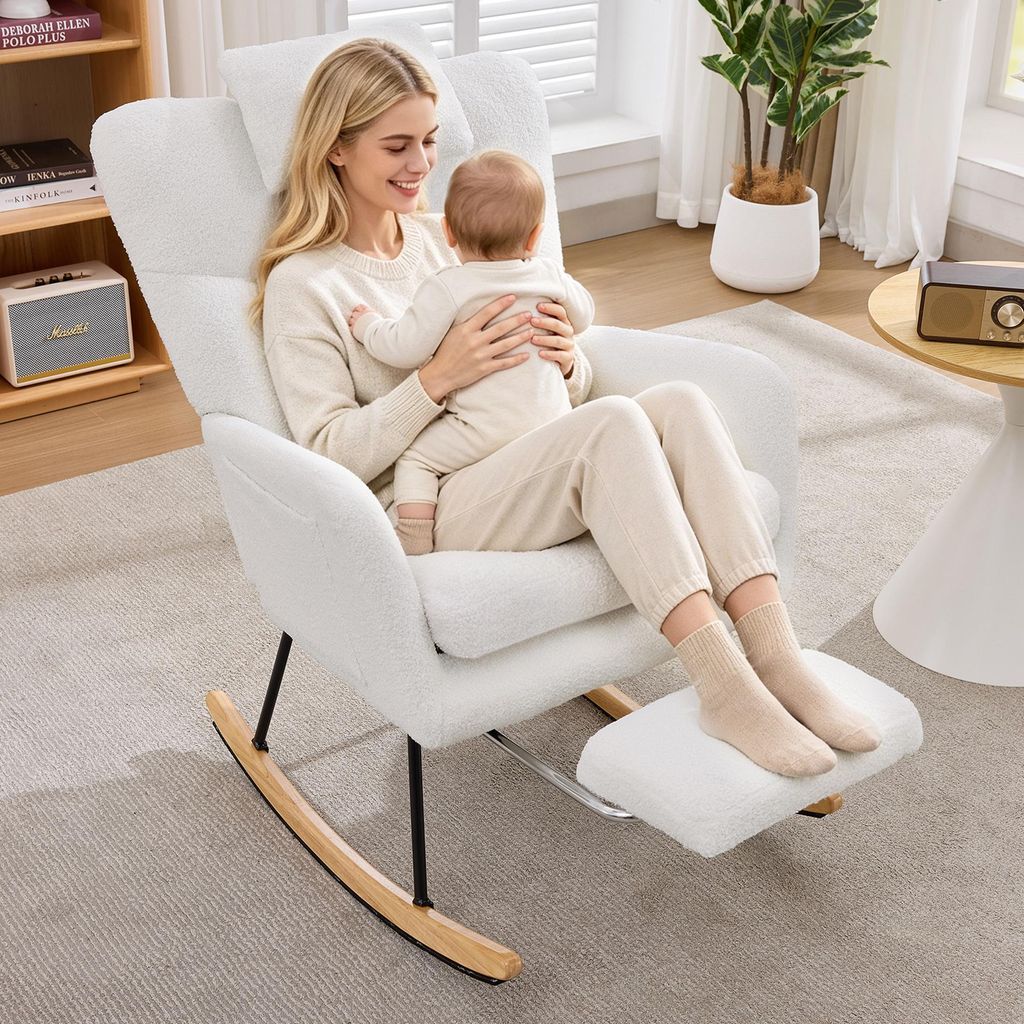 Poltrona a dondolo Merax Teddy, poltrona relax con Immagine del prodotto 