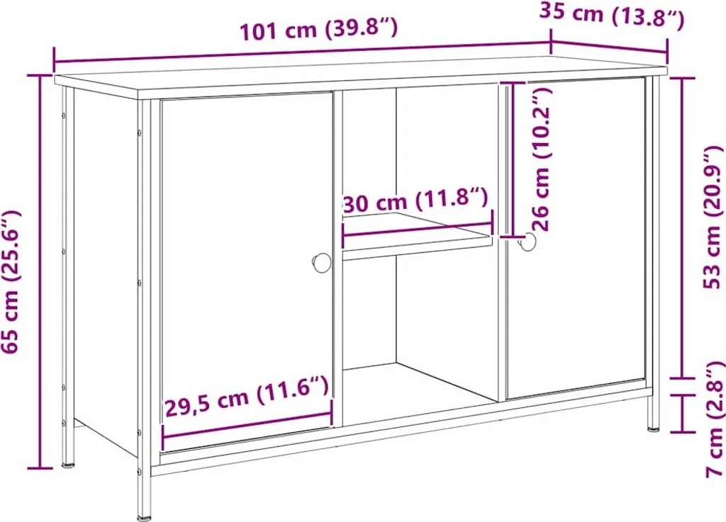 SYFAX™ Set mobile TV Rovere artigianale 101 x 35 x 65 cm - 9