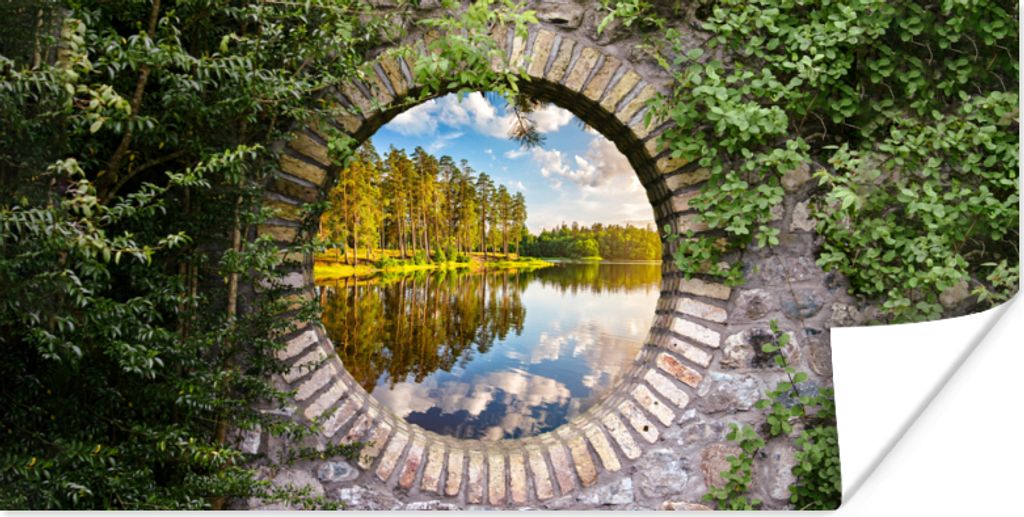 MuchoWow Poster Bäume - Wasser - Aussicht 160x80 cm - Foto Poster