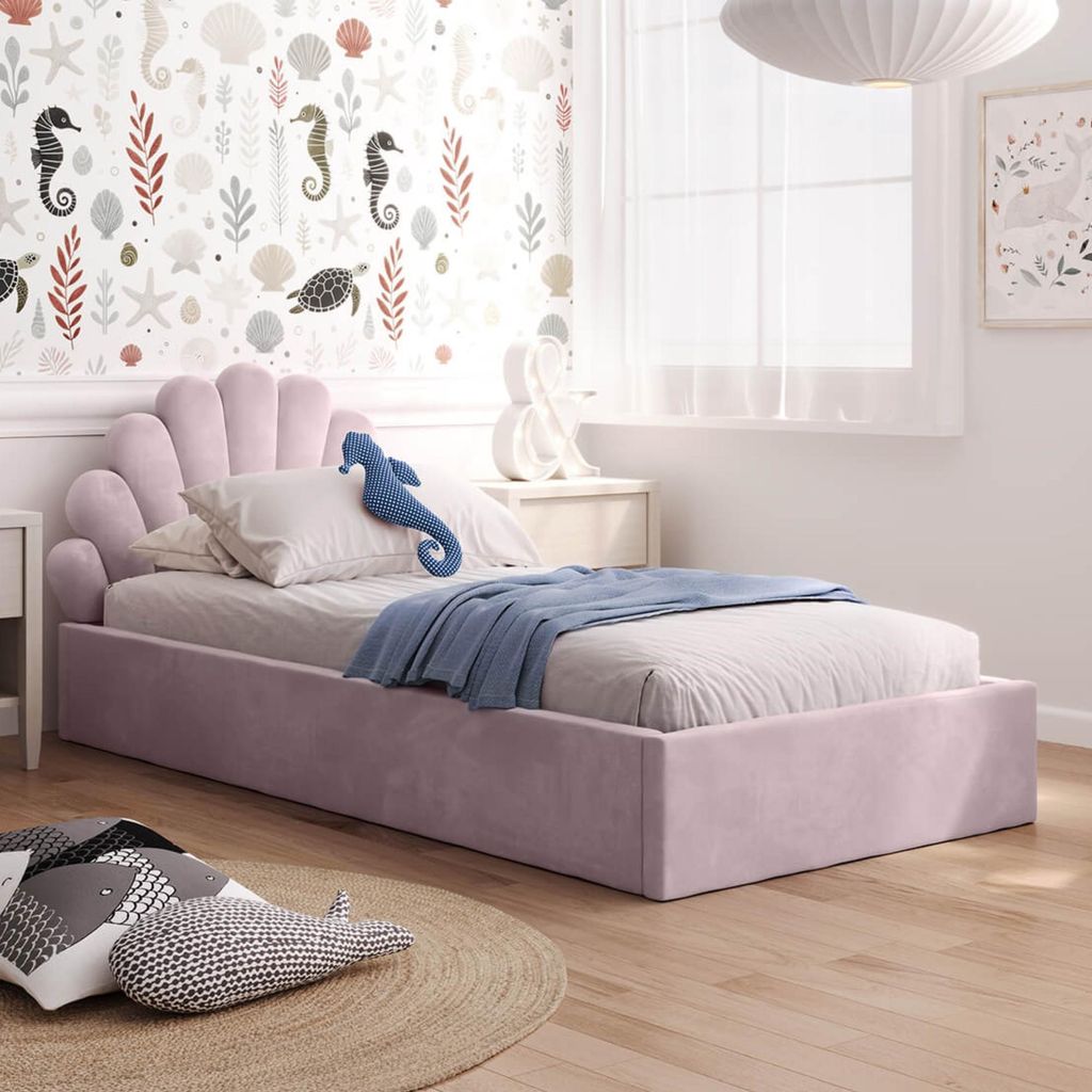 Kids Collective Kinderbett Polsterbett 90x200 cm Stauraumbett Kinder Bett Jugendbett mit Lattenrost & Metallrahmen | Bettkasten mit Gasdruckfedern,...