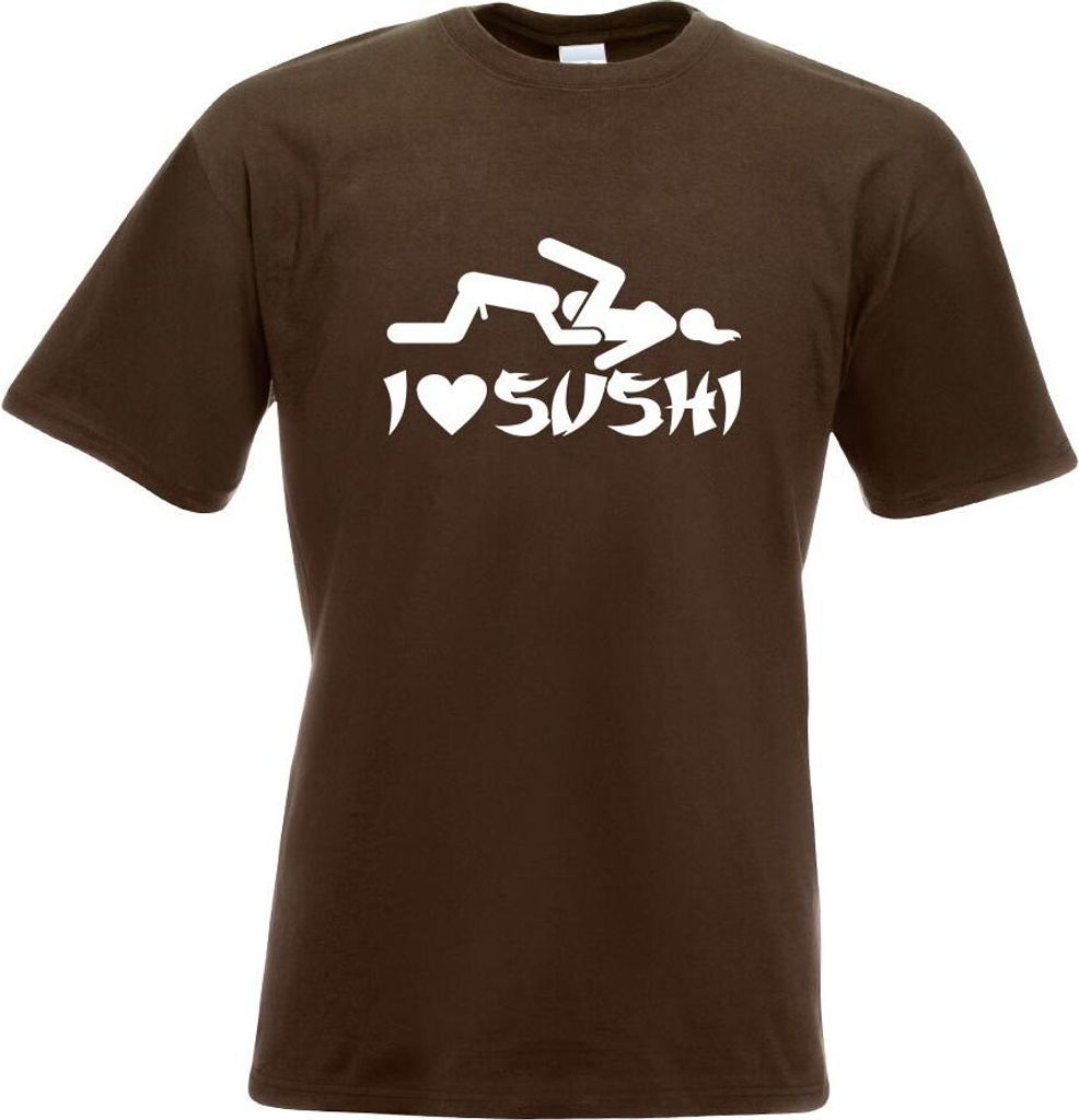Kiwistar - T-Shirt - Chocolate - I Love Sushi Motiv1 Motiv Bedruckt Funshirt Design Print - mit Motiv Bedruckt - Funshirt Design - Sport - Freizeit...