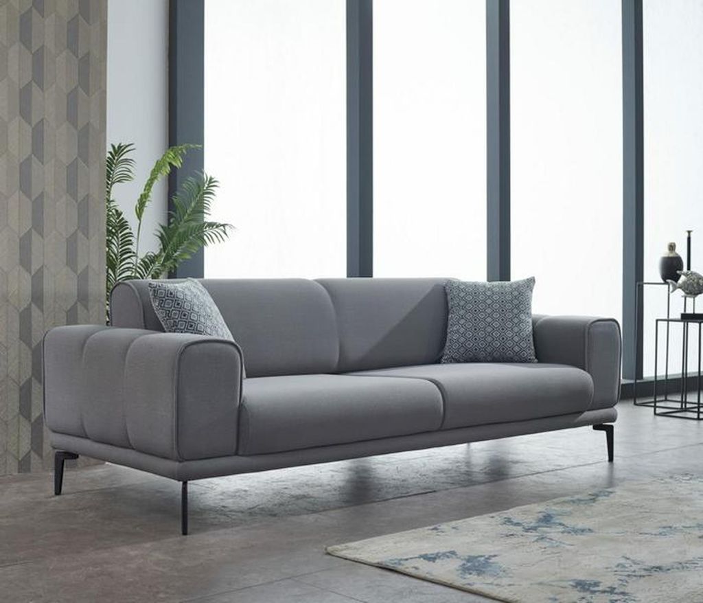 Couch Dreisitzer Sofa 3 Sitzer Stoffsofa Polstersofa Grau Design Sofa Couchen