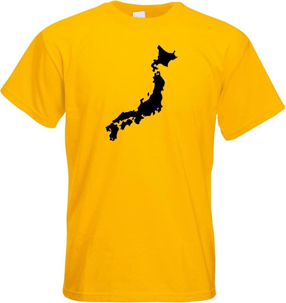 Kiwistar - T-Shirt - gelb - Japan Umriss Kontur Herren Funshirt Bedruckt Design Sprüche Spruch Motive - mit Motiv Bedruckt - Funshirt Design - Spo...