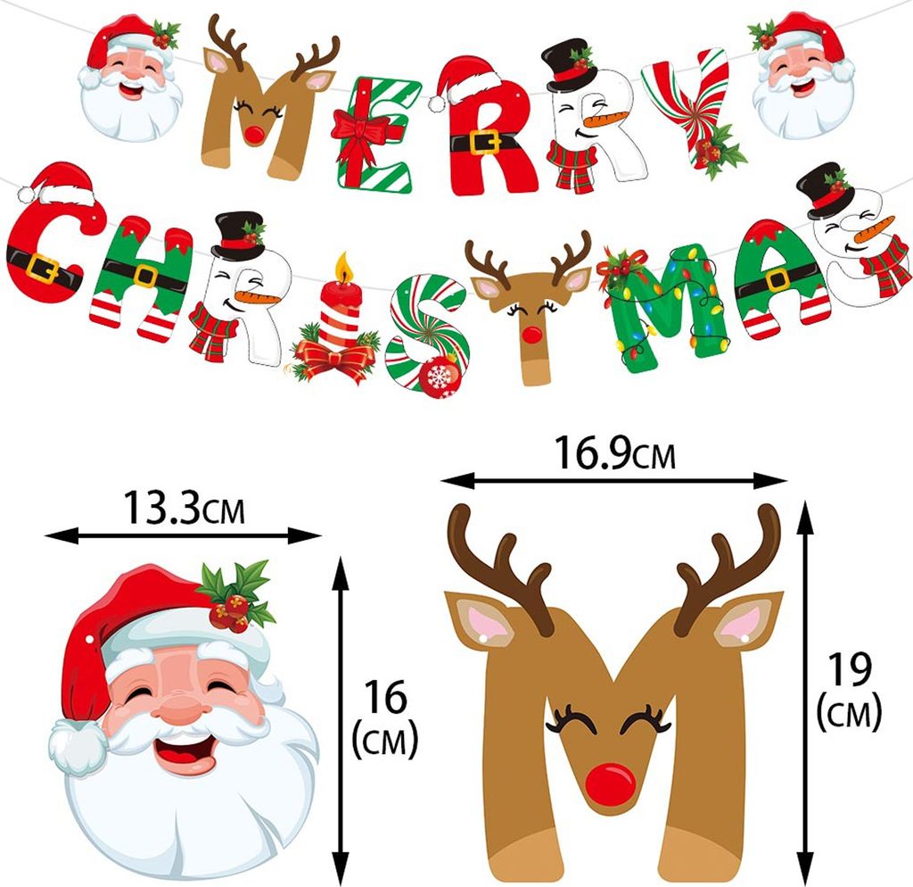 1 Set Weihnachtsbanner-Flagge, feine Verarbeitung, Frohe Weihnachten-Kuchenaufsatz für festliche Feiertagsdekoration