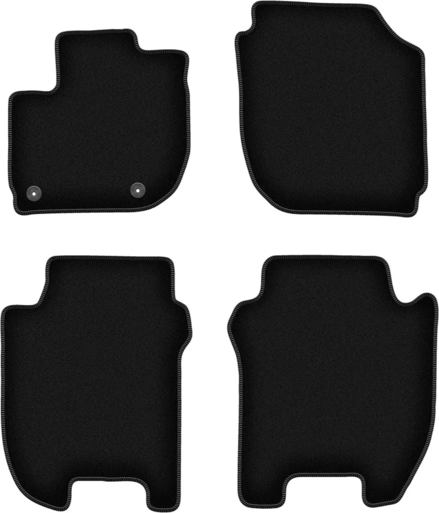 Tappetini in velluto per Honda Jazz IV (2015-, hatchback) neri, set 4 pz, con fissaggi