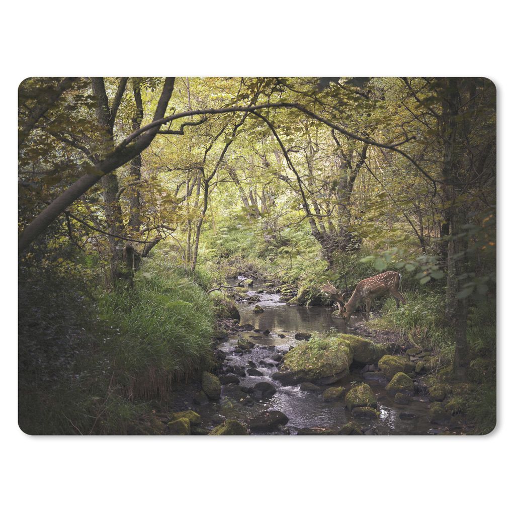 MuchoWow Mauspad Mousepad Hirsch - Baum - Wald 40x30 cm - Mousepads - Maus Mat - Pad - Mausunterlage - Anti Rutsch