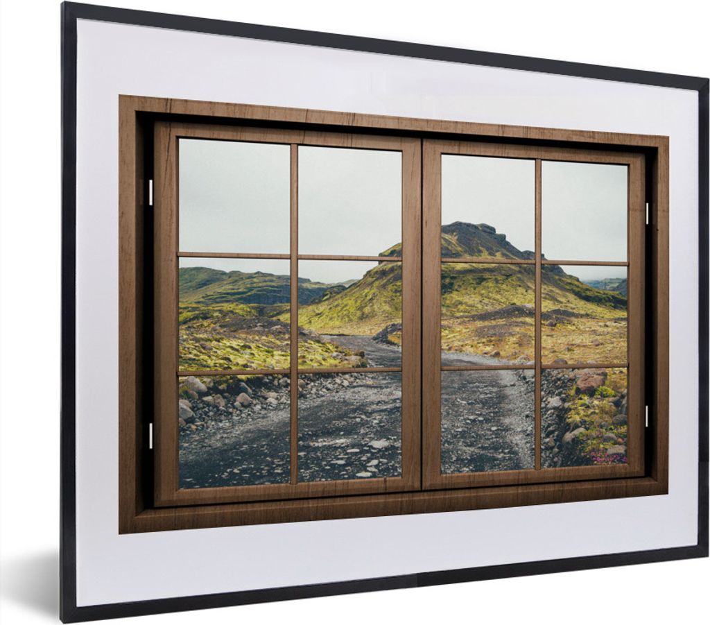 MuchoWow MuchoWow Gerahmtes Poster Aussicht - Berg - Steine 40x30 cm - Poster mit zchwarzem Bilderrahmen - Bilderrahmen - Poster im Rahmen