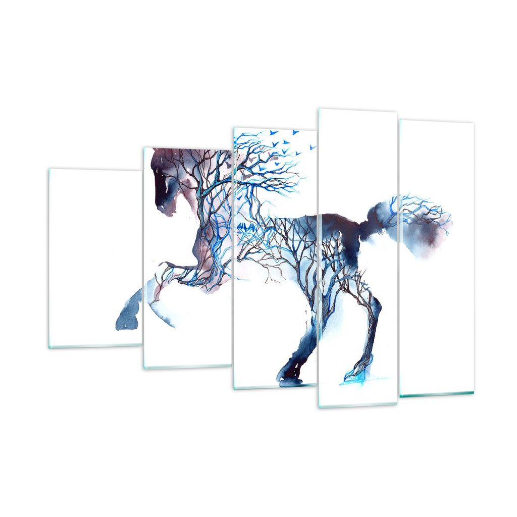 Bilder auf glas - natur malen schön Hengst - 150x100cm - Glasbilder - Wandbilder - Kunstdruck - zum Aufhängen bereit - Wanddekoration aus Glas - ...