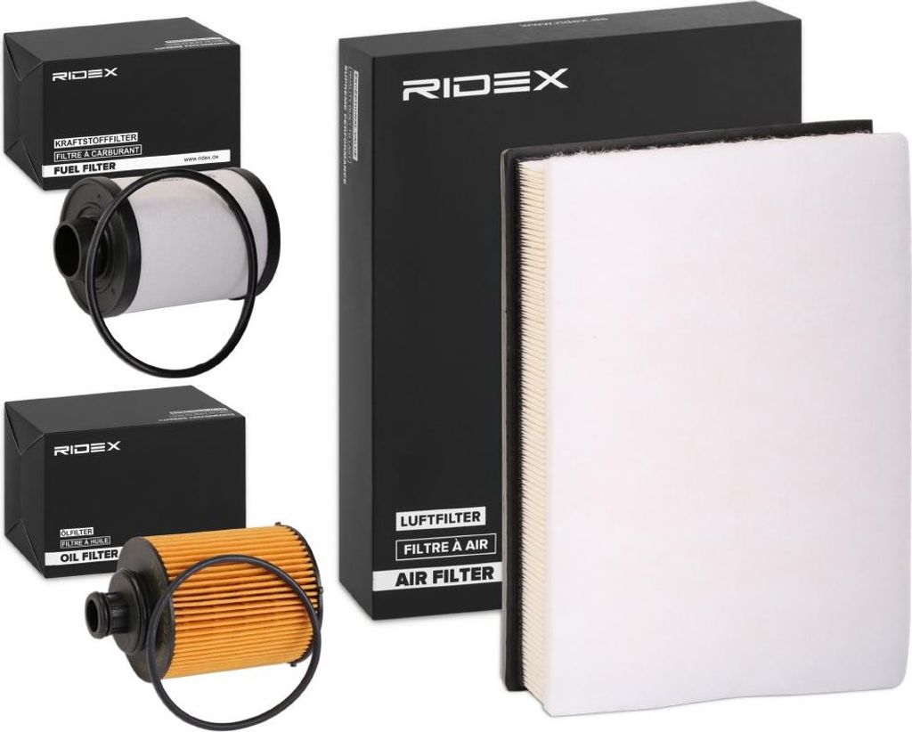 RIDEX Filterset Inspektionspaket Filtersatz für VW GOLF II (19E, 1G1) für OPEL Corsa C Schrägheck (X01) Meriva A (X03) Tigra TwinTop (X04) COMBO...