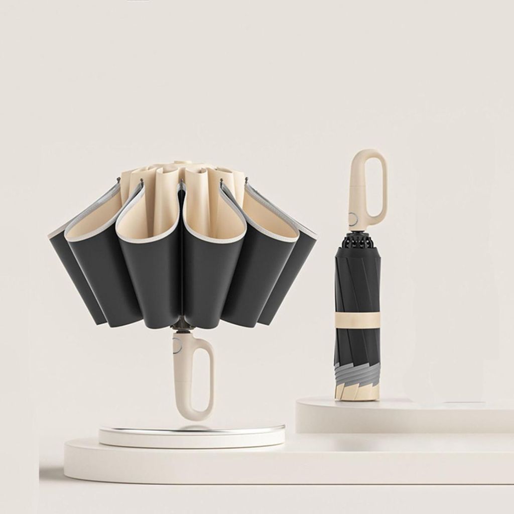 INF Umgekehrter Haken-Regenschirm Automatik UPF>50 Kohlenstoffstahl, 32.5x6cm Beige