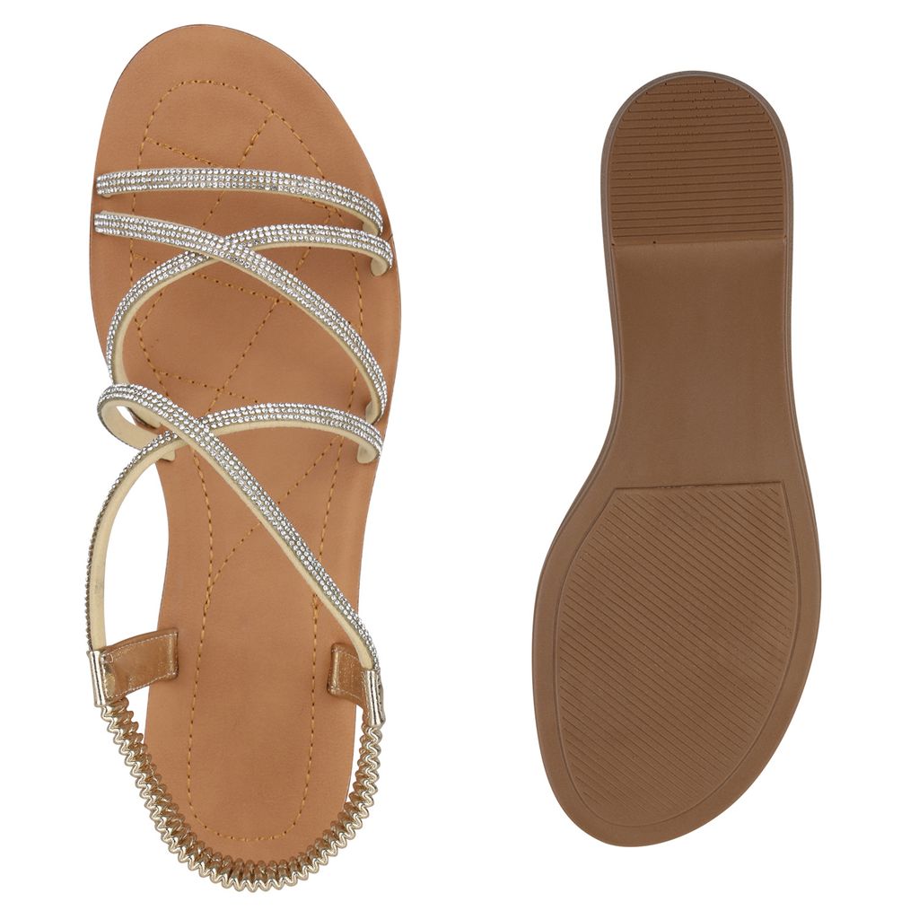 VAN HILL Damen Riemchensandalen Sandalen Strass Schuhe Produktbild 3