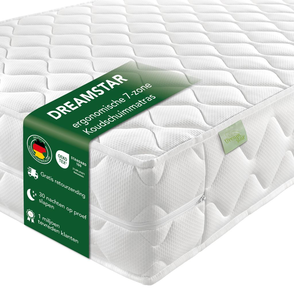 Ergonomische 7-zone XXL omkeerbare matras | 90 x 190 cm | Productafbeelding 