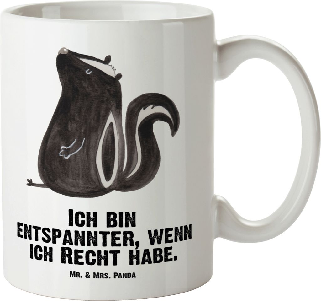 Mr. & Mrs. Panda Pott Stinktier Sitzen - Weiß - Geschenk, weisse tasse, Riesenkaffeetasse, Raubtier, Keramiktasse, Wildtier, Spruch, Teebecher, Gr...