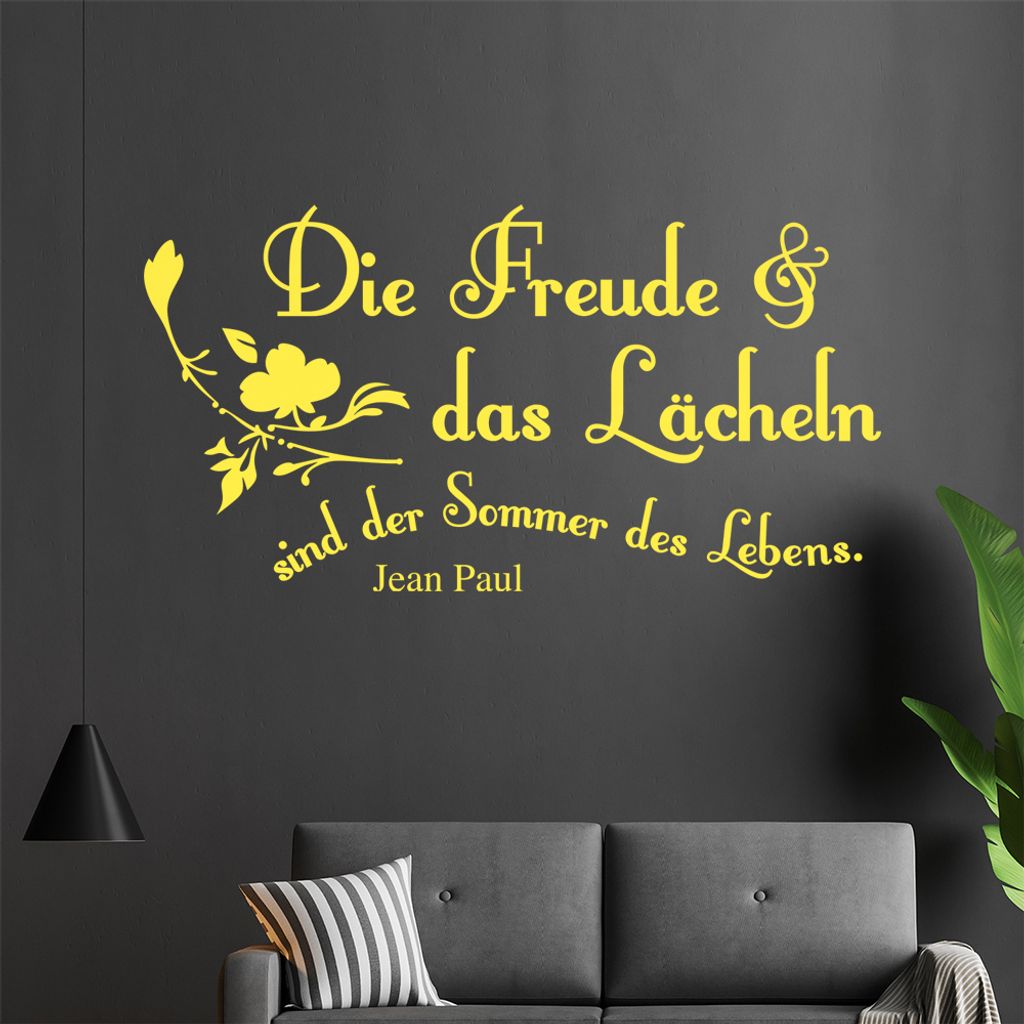 Die Freude und das Lächeln... Wandtattoo in 6 Größen - Wandaufkleber Wall Sticker - Dekoration, Küche, Wohnzimmer, Schlafzimmer, Badezimmer