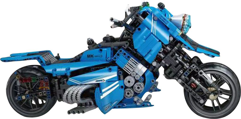 23009 - blaues Motorrad (Mould King) Klemmbausteine