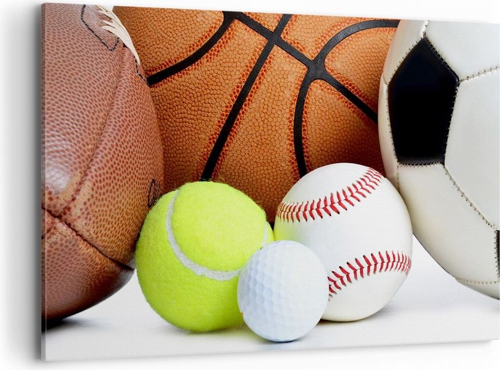 Bild auf Leinwand - Leinwandbild - Fußball Ball Sport Golf - 120x80cm - Wand Bild - Wanddeko - Leinwanddruck - Bilder - Kunstdruck - Wanddekoratio...